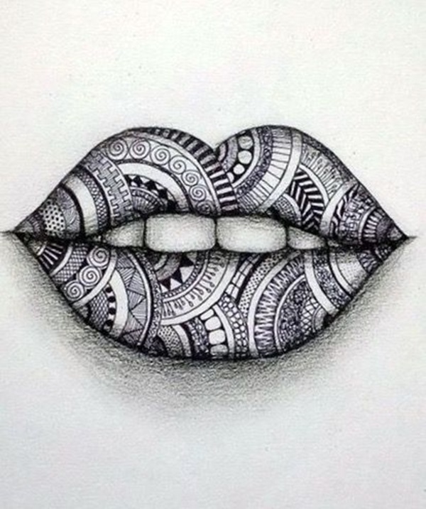 cool aesthetic thing to draw lips with pattern