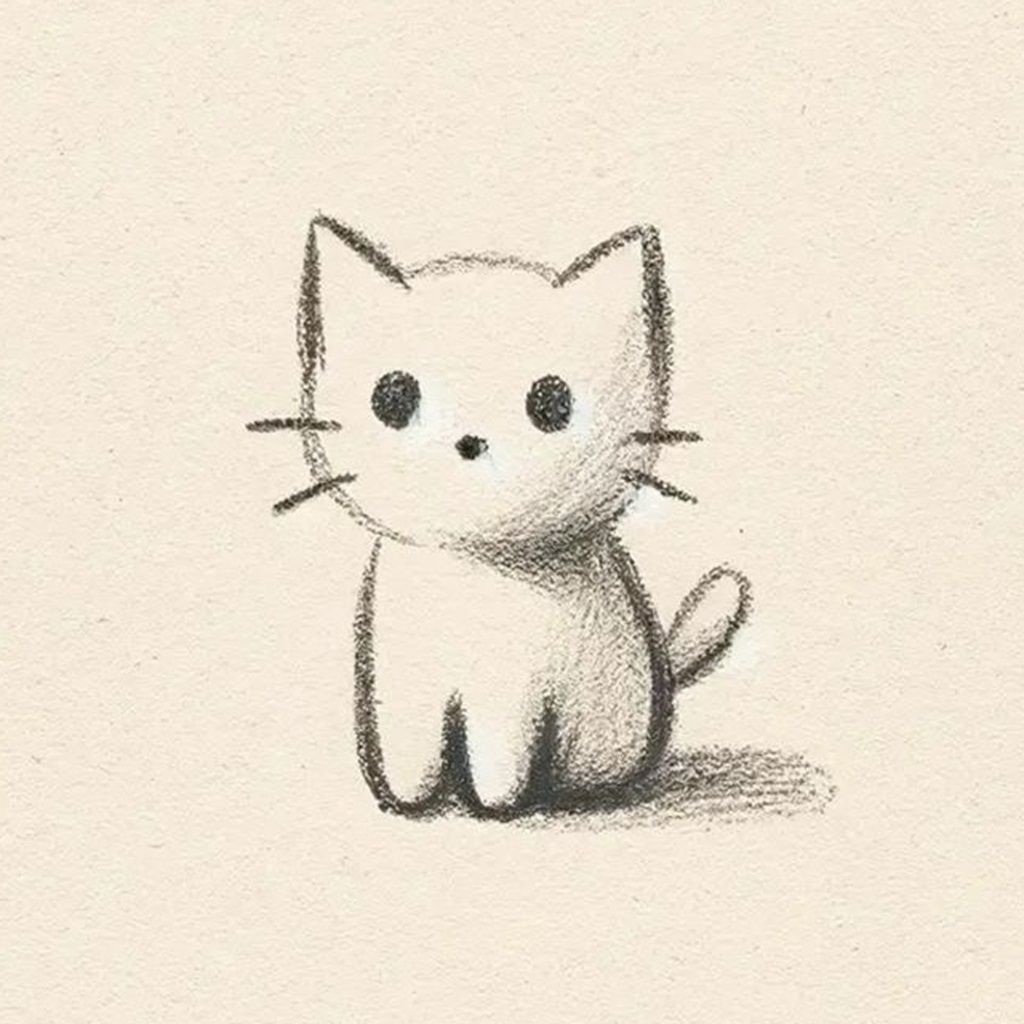 cute easy cat drawing sketch simple