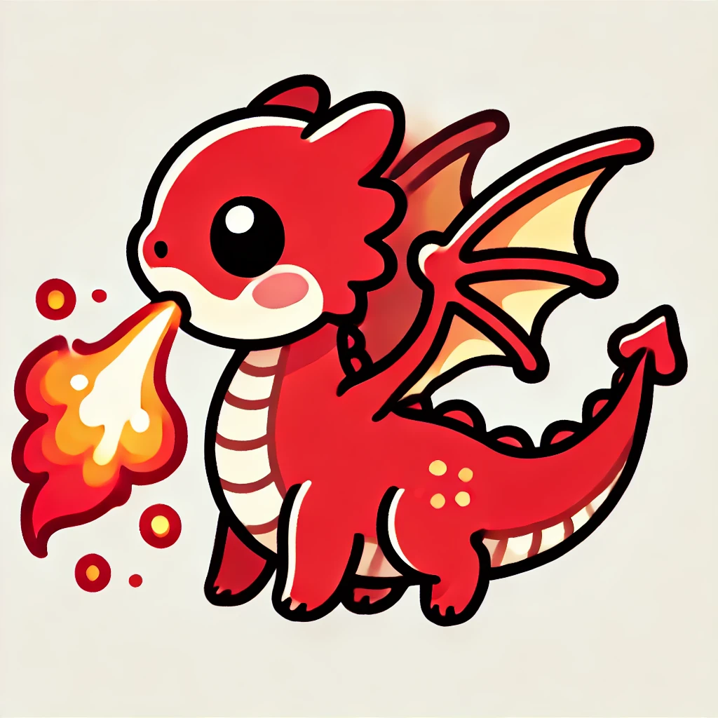 cute simple easy dragon drawing with fire flame